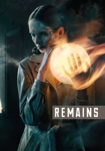 The cover of Remains 1, featuring a white human looking down and to the side while holding a ball of light 