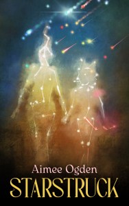 The cover of Aimee Ogden's novella Starstruck, with the outline of two humanoid figures made of constellations